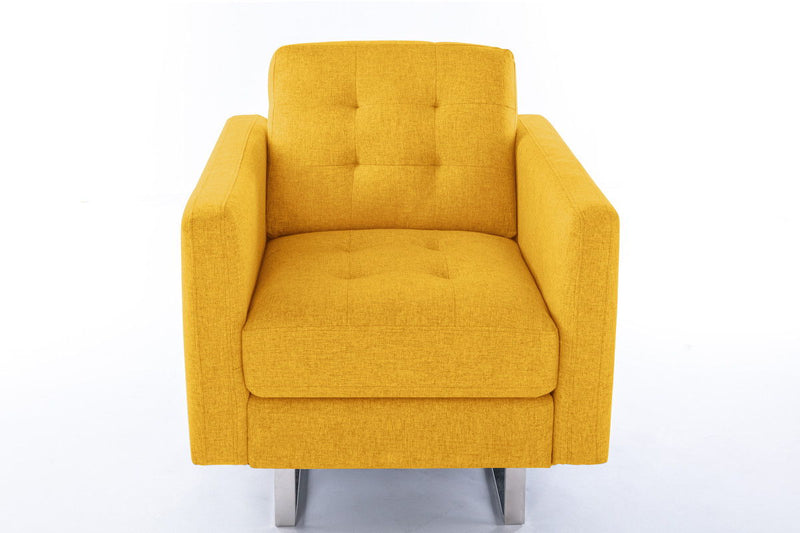 Victoria - Linen Fabric Armchair With Metal Legs, Side Pockets, And Pillow - Urban Living Furniture (Los Angeles, CA)