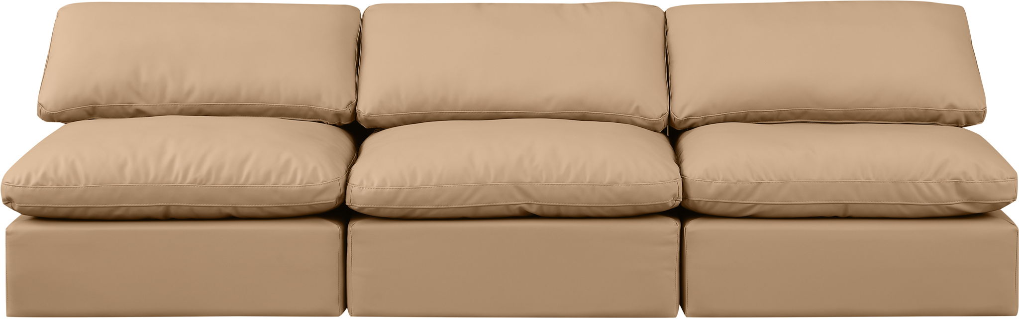 Indulge - Faux Leather 3 Piece Modular Armless Sofa - Tan - Urban Living Furniture (Los Angeles, CA)