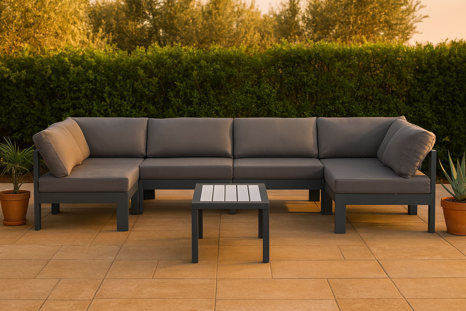Nizuc - Outdoor Patio 6 Piece Modular Sectional With Gray Frame - Urban Living Furniture (Los Angeles, CA)