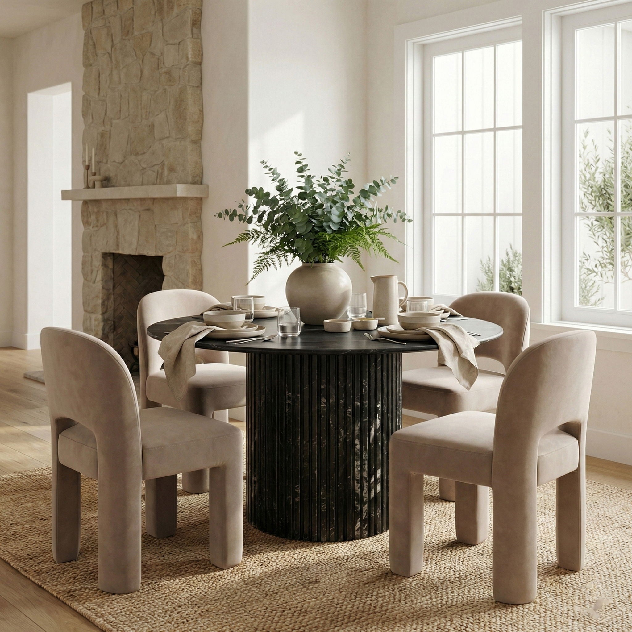 Celine - Velvet Performance Fabric Upholstered Dining Chair (Set of 2) - Taupe - Urban Living Furniture (Los Angeles, CA)