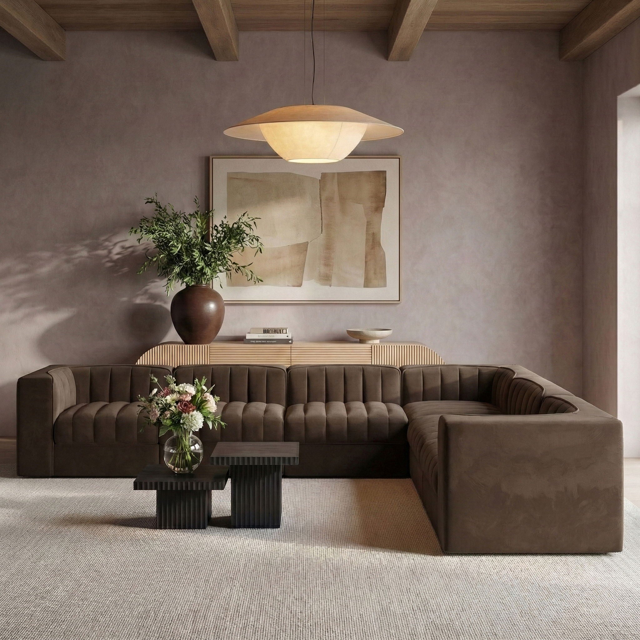 Rummi - Symmetrical Velvet Performance Fabric Upholstered 7 Piece Modular Sectional (With 3 Corner Chairs) - Urban Living Furniture (Los Angeles, CA)