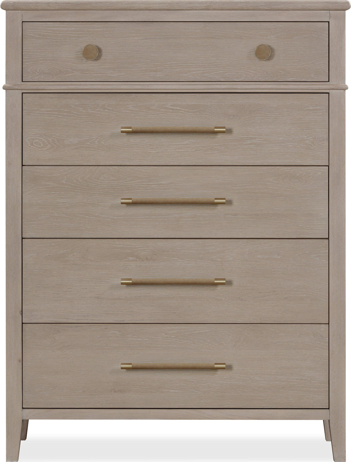 Camden - Five Drawer Oak Wood Chest - Chai