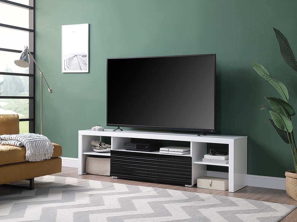 Buck II - TV Stand - White & Black High Gloss Finish - Urban Living Furniture (Los Angeles, CA)