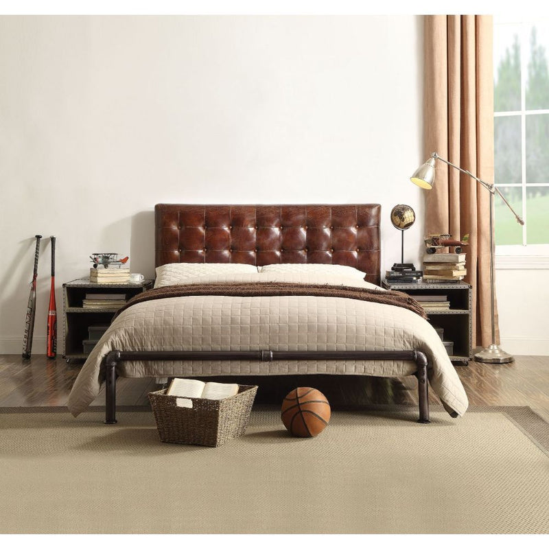Brancaster - Queen Bed - Vintage Brown Top Grain Leather - Urban Living Furniture (Los Angeles, CA)