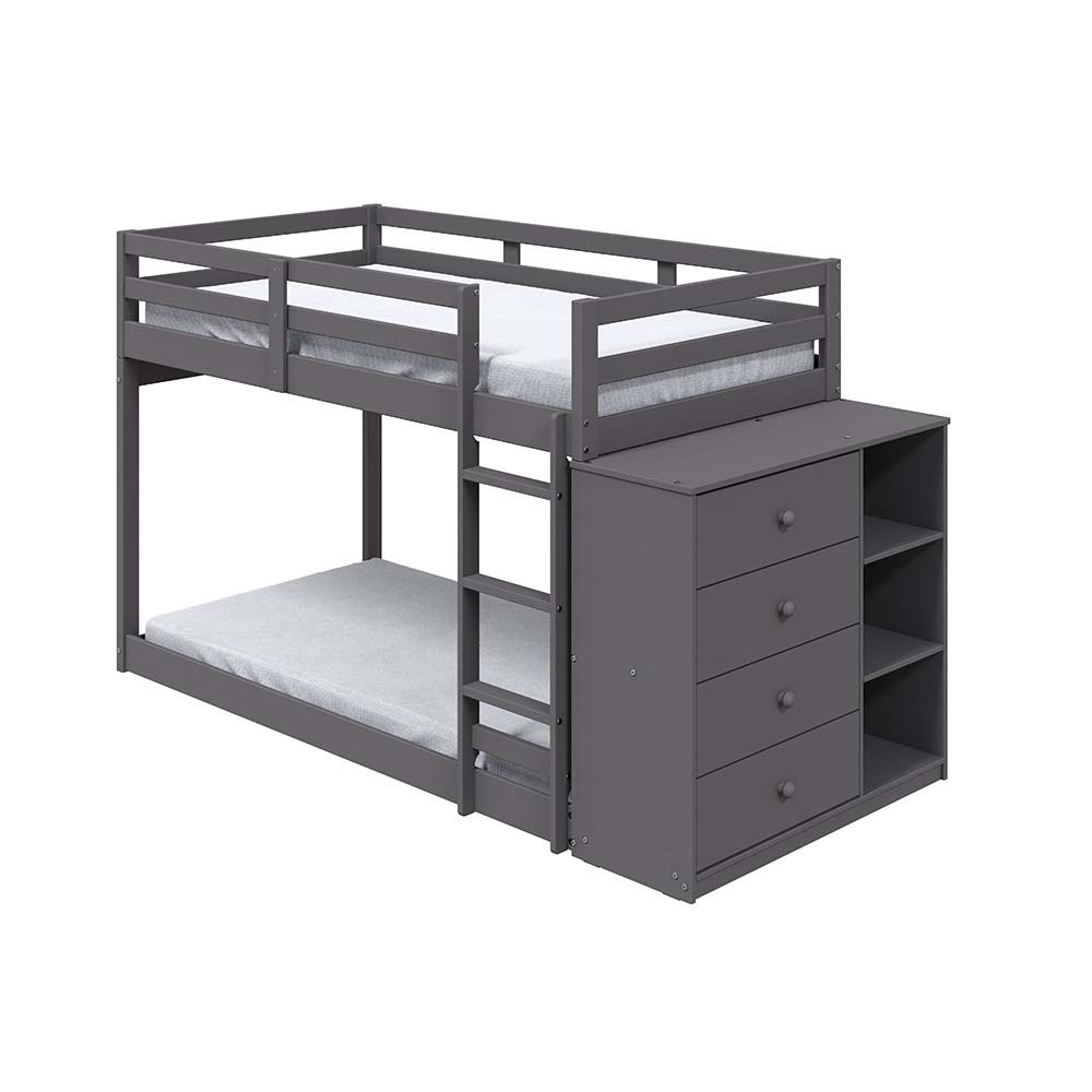 Gaston - Twin Over Twin Bunk Bed - Gray Finish - Urban Living Furniture (Los Angeles, CA)