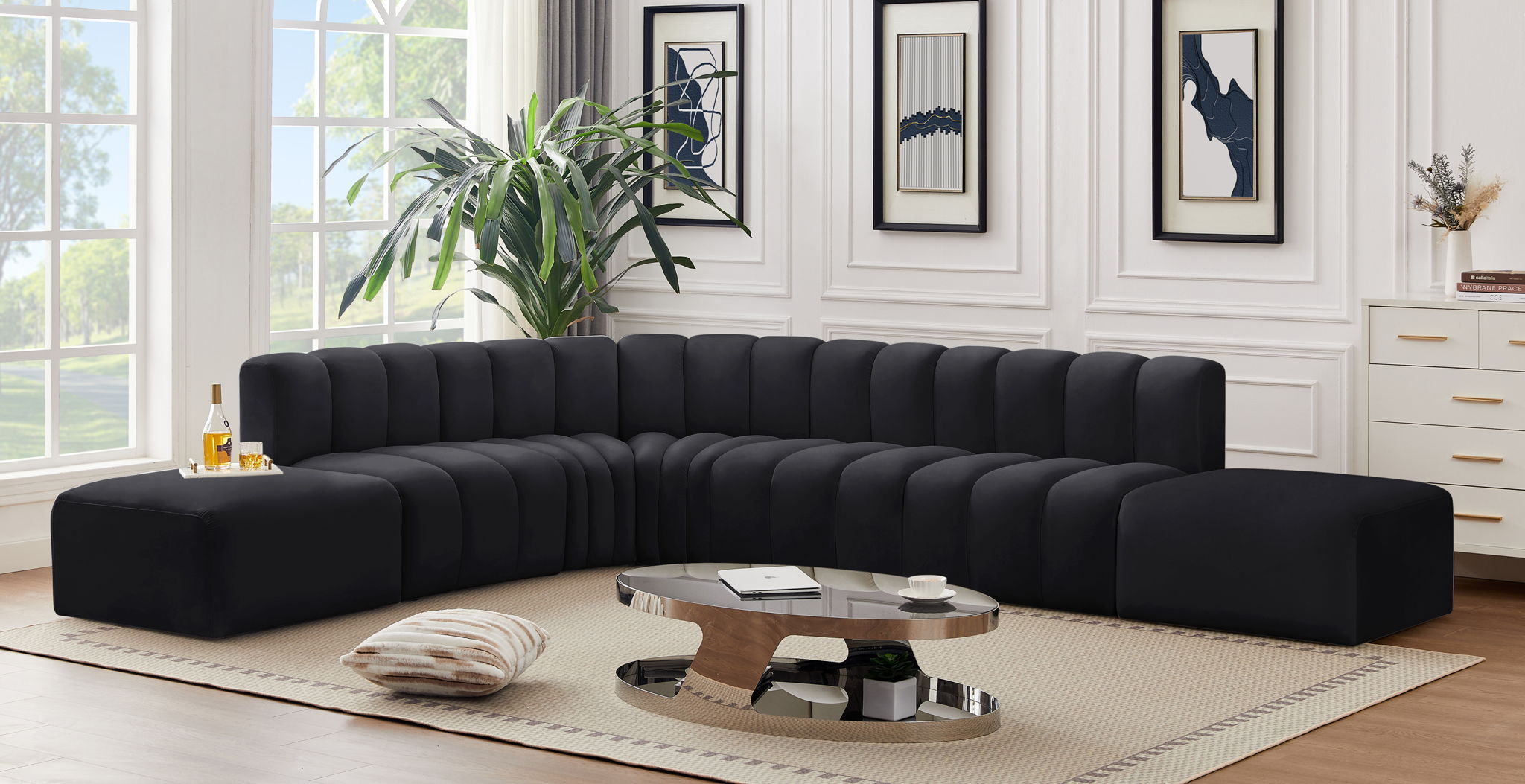 Arc - Velvet 7 Piece Corner Modular Sofa