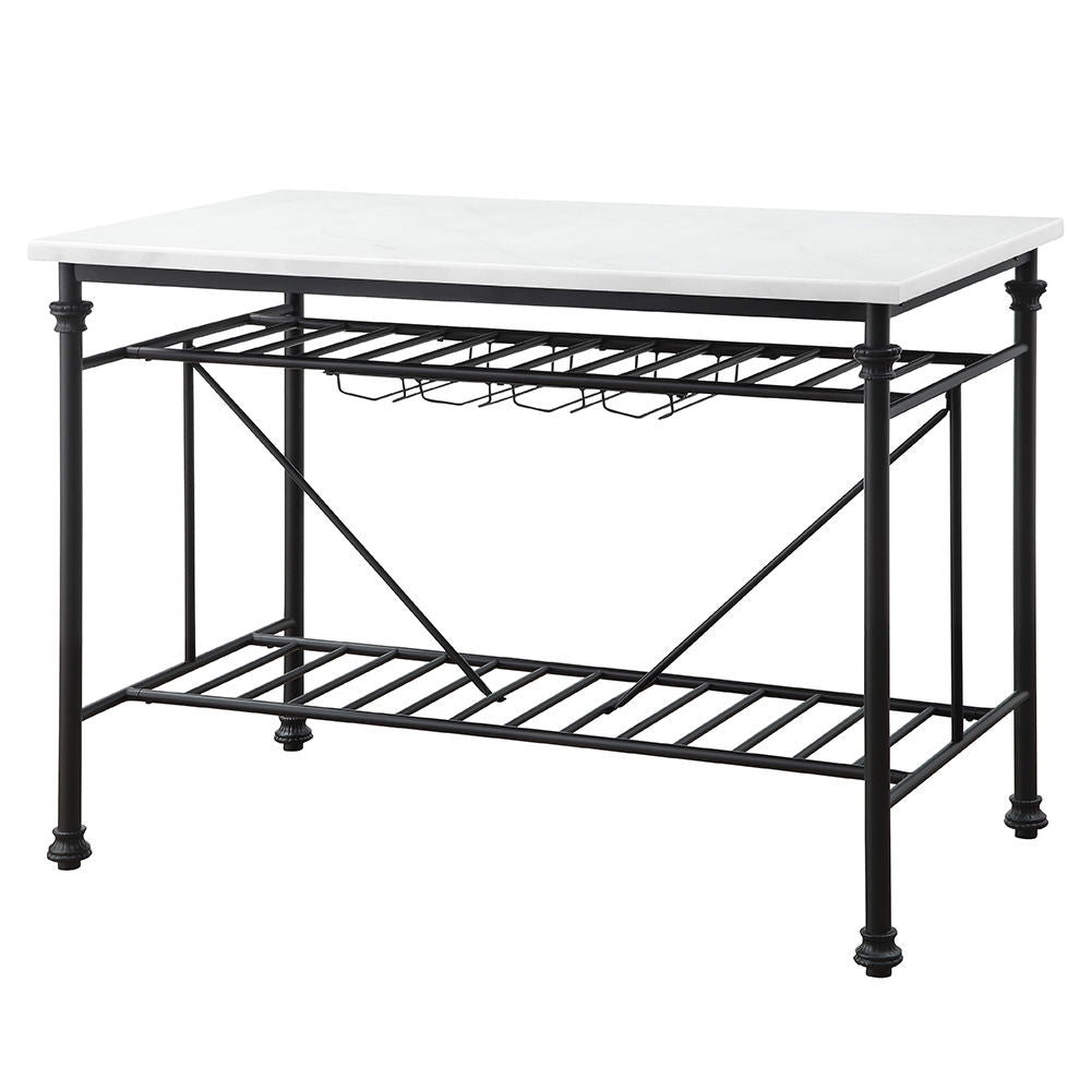 Mera - Kitchen Island - White Marble Top & Gray - Urban Living Furniture (Los Angeles, CA)