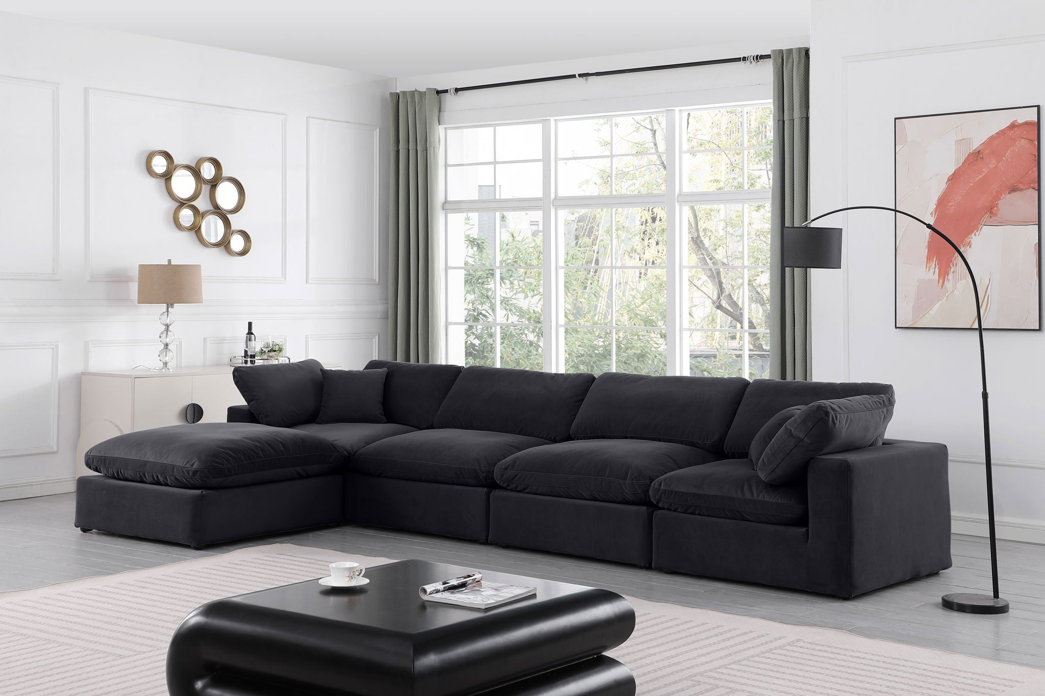 Comfy - 5 Piece Velvet Modular Sectional With Chaise - Urban Living Furniture (Los Angeles, CA)