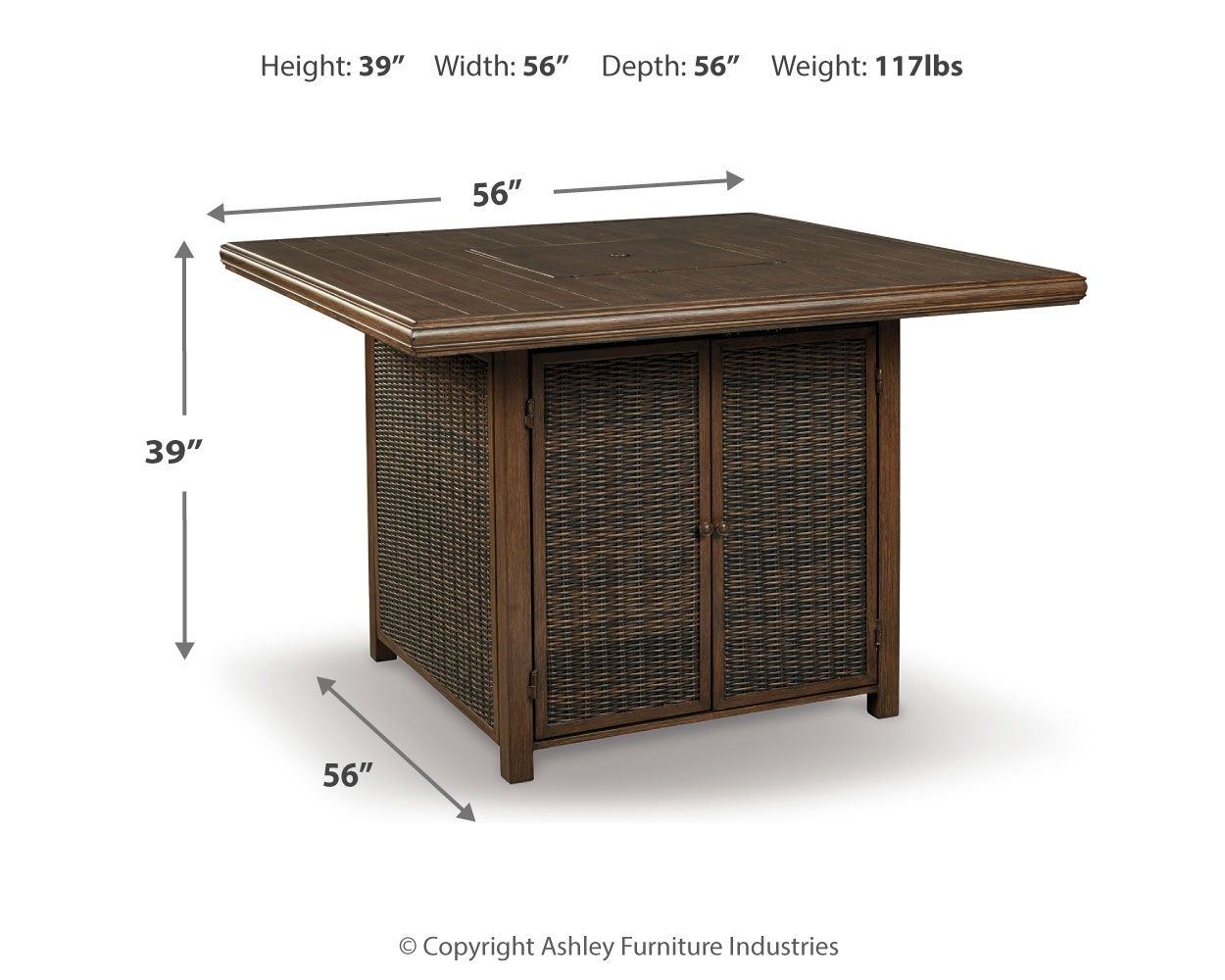Paradise Trail - Square Bar Table w/Fire Pit - Medium Brown - Urban Living Furniture (Los Angeles, CA)
