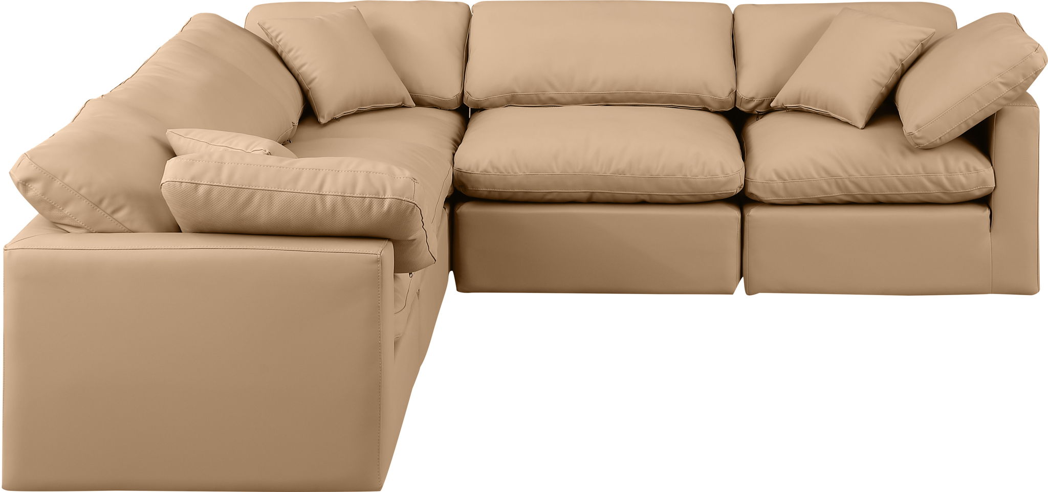 Indulge - Faux Leather 5 Piece Modular Corner Sectional - Tan - Urban Living Furniture (Los Angeles, CA)