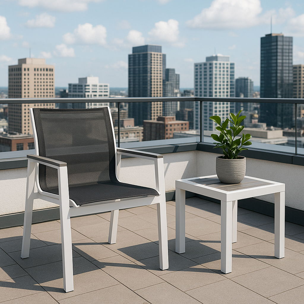 Nizuc - Outdoor Patio Dining Arm Chair With White Frame And Gray Arms (Set of 2) - Urban Living Furniture (Los Angeles, CA)