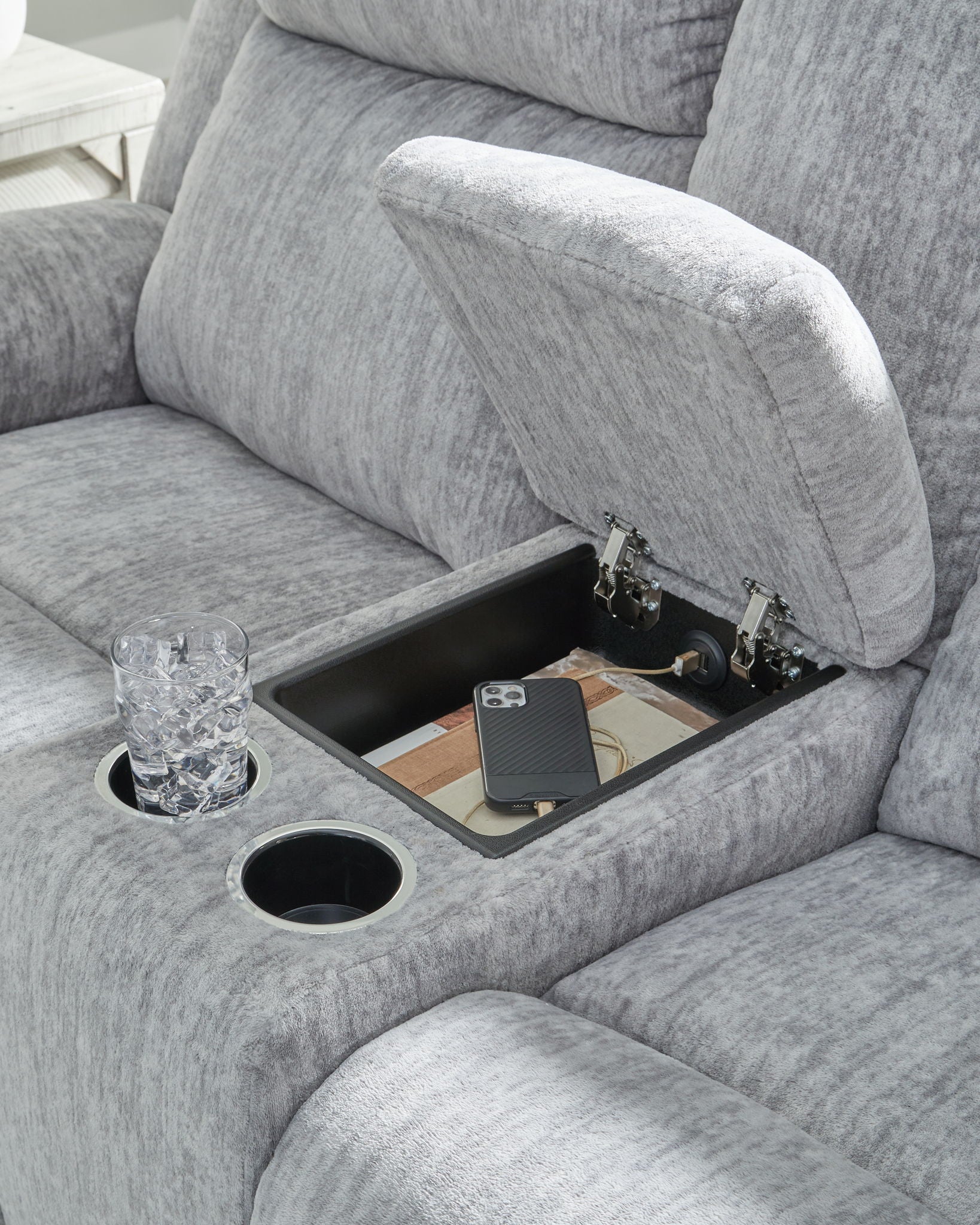 Buntington - Pewter - Dbl Reclining Loveseat with Console - Urban Living Furniture (Los Angeles, CA)