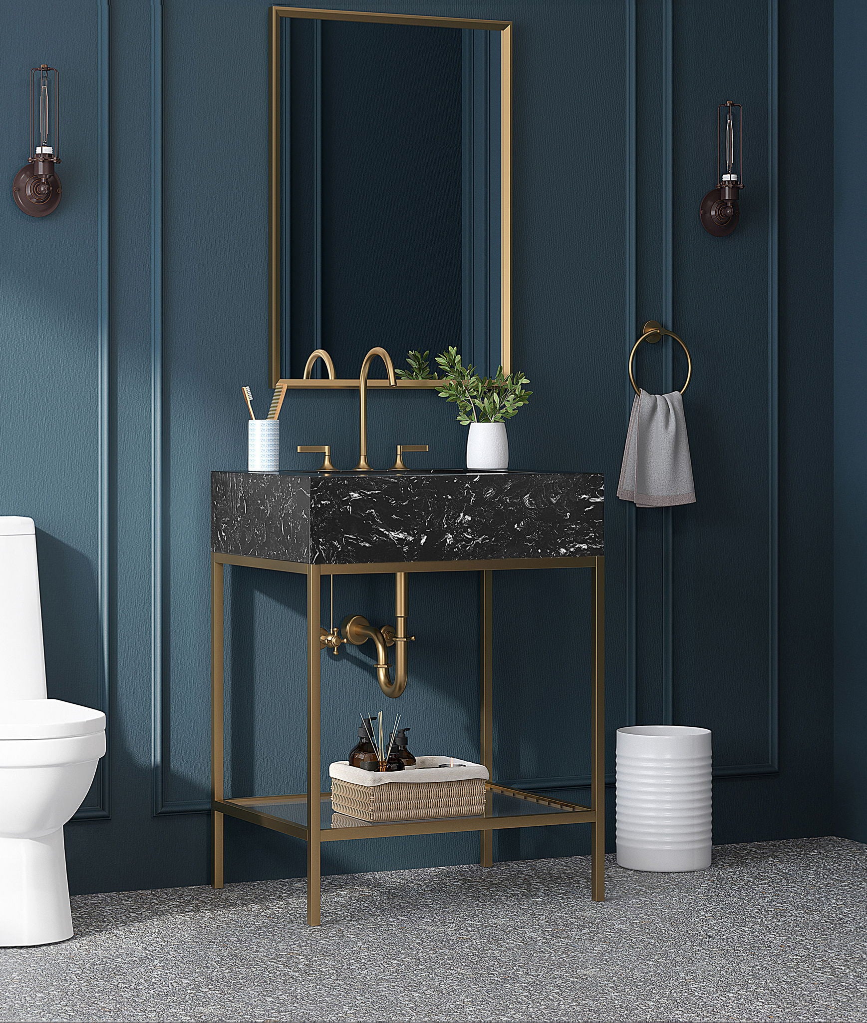 Marmo - Engineered Marble Bathroom Vanity With Gold Base - Urban Living Furniture (Los Angeles, CA)