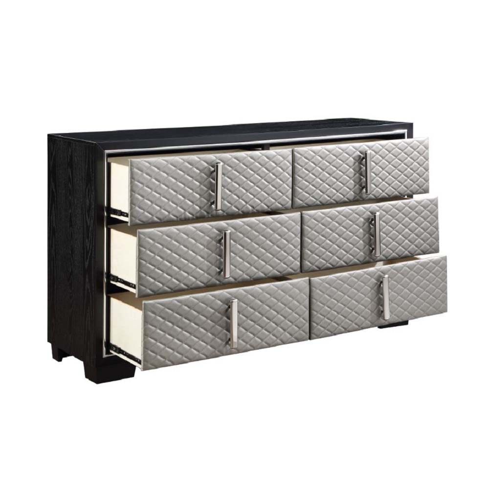 Nicola - Dresser - Silver PU & Black Finish - Urban Living Furniture (Los Angeles, CA)
