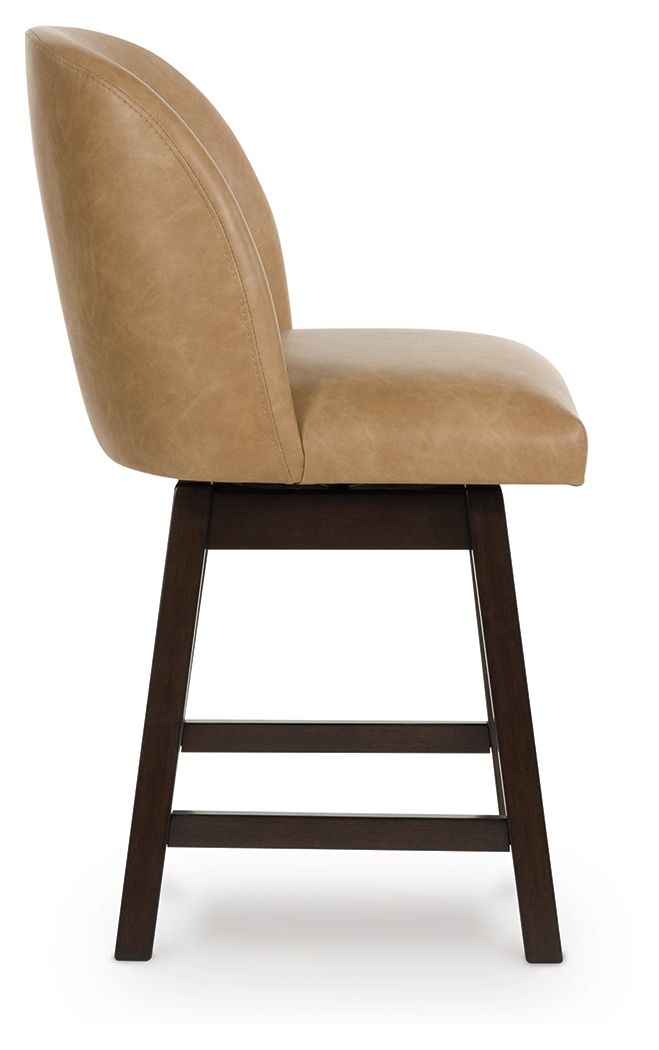 Neymorton - Dark Grayish Brown - Upholstered Swivel Faux Leather Barstool (Set of 2) - Urban Living Furniture (Los Angeles, CA)