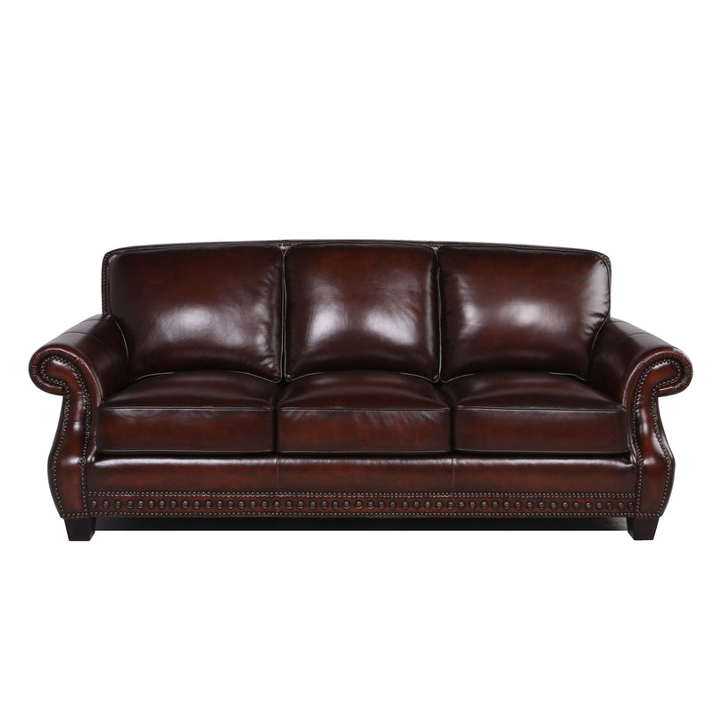 Traditional Roll Arm Nailhead Leather Sofa - Brown - Urban Living Furniture (Los Angeles, CA)