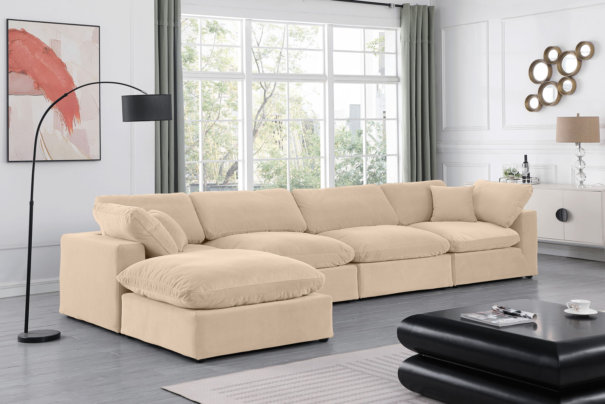 Comfy - 5 Piece Velvet Modular Sectional With Chaise - Urban Living Furniture (Los Angeles, CA)