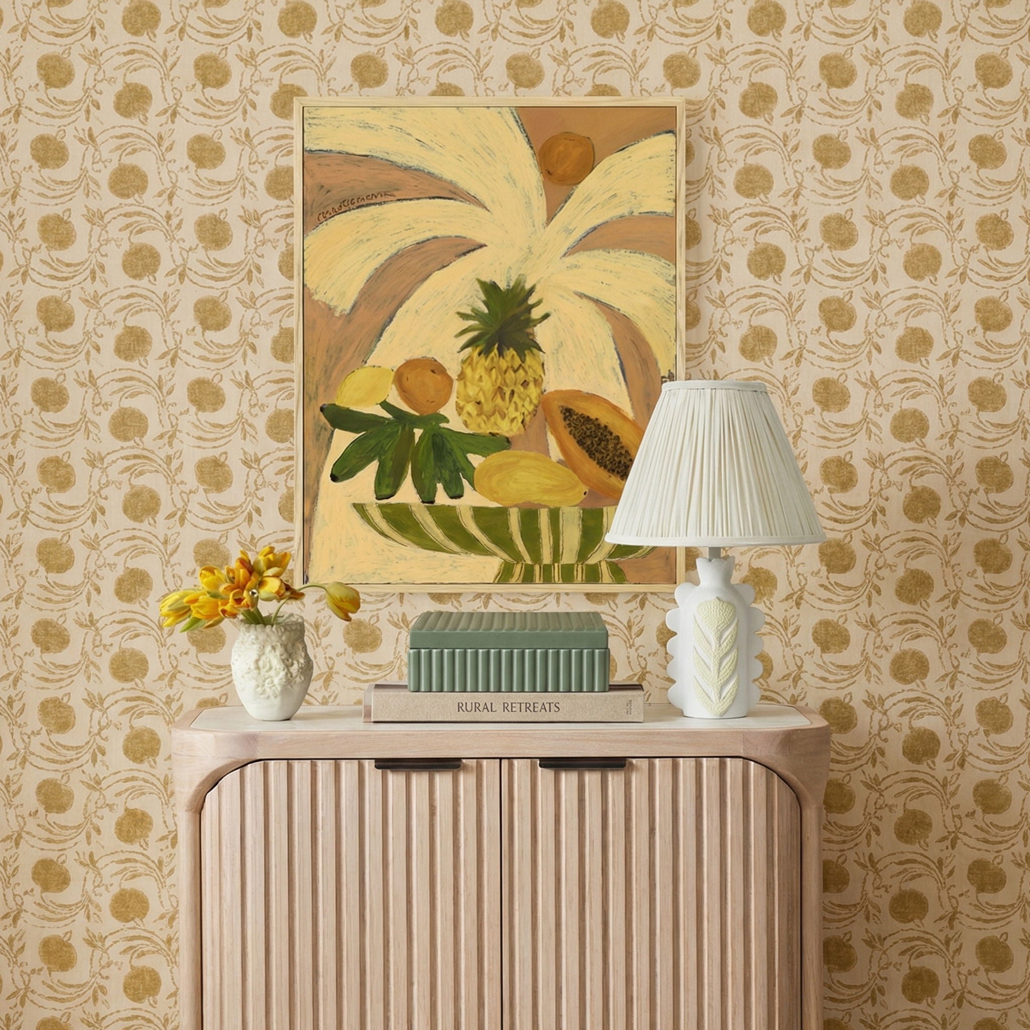 Edith - Scalloped Papier Mache Flower Pleated Table Lamp - Cream - Urban Living Furniture (Los Angeles, CA)