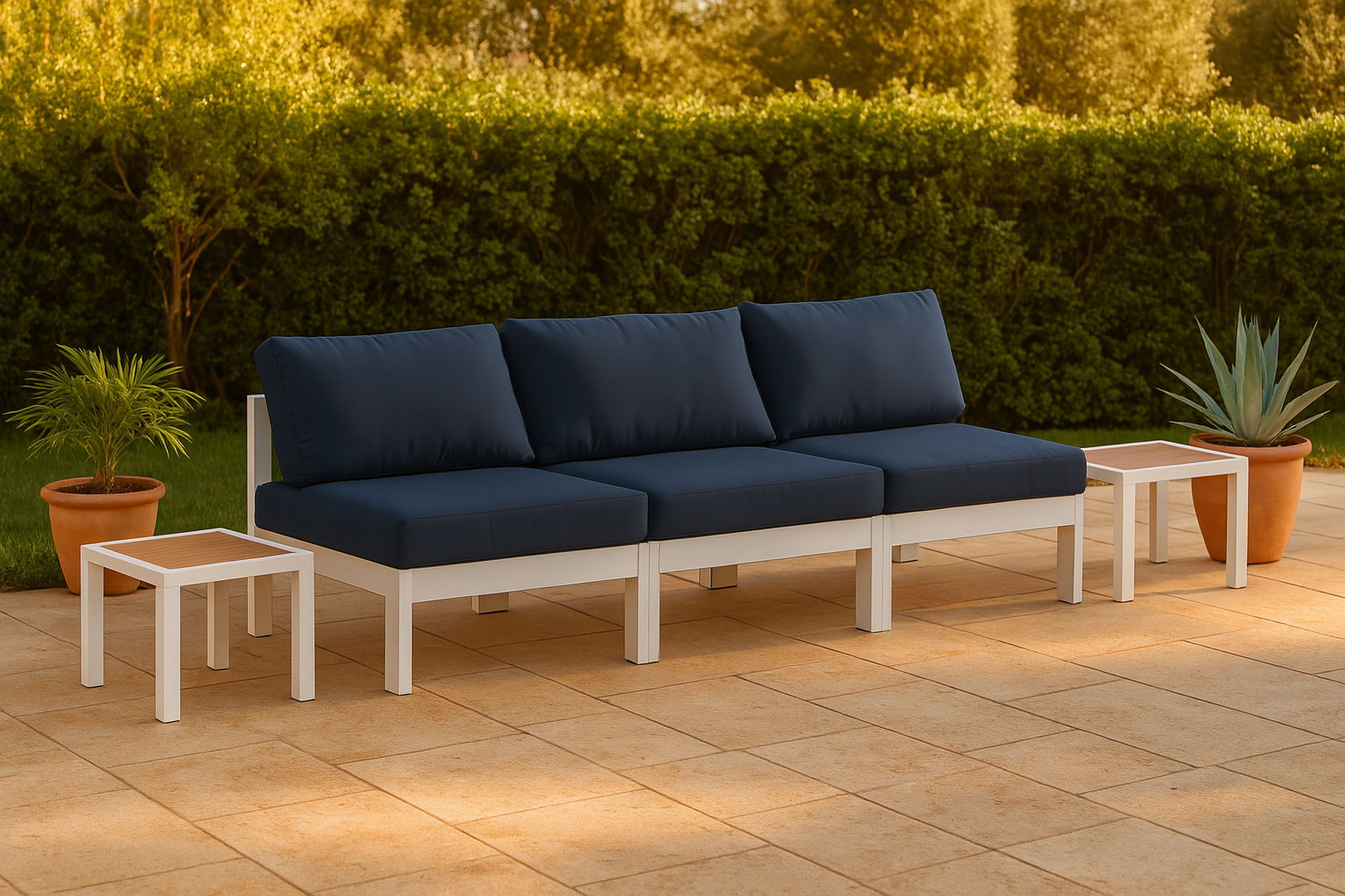 Nizuc - Outdoor Patio 3 Seat Armless Modular Sofa With White Frame - Urban Living Furniture (Los Angeles, CA)
