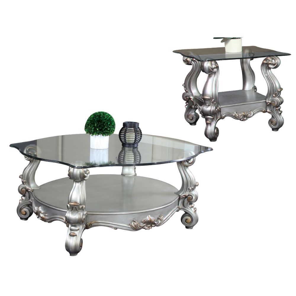 Versailles - 22" Coffee Table - Clear Glass & Antique Platinum - Urban Living Furniture (Los Angeles, CA)