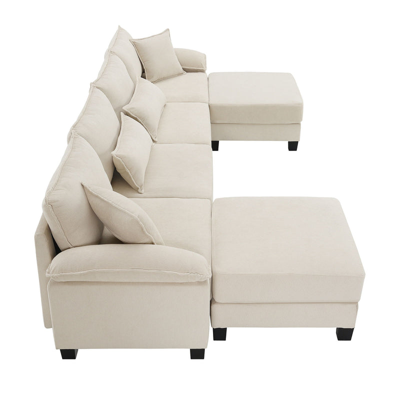 Wide Seat Modular Sectional Bed Sleeper Couch Set With Armrest Pillow 6 Seat, Free Combination Sofa With Ottomans Oversized