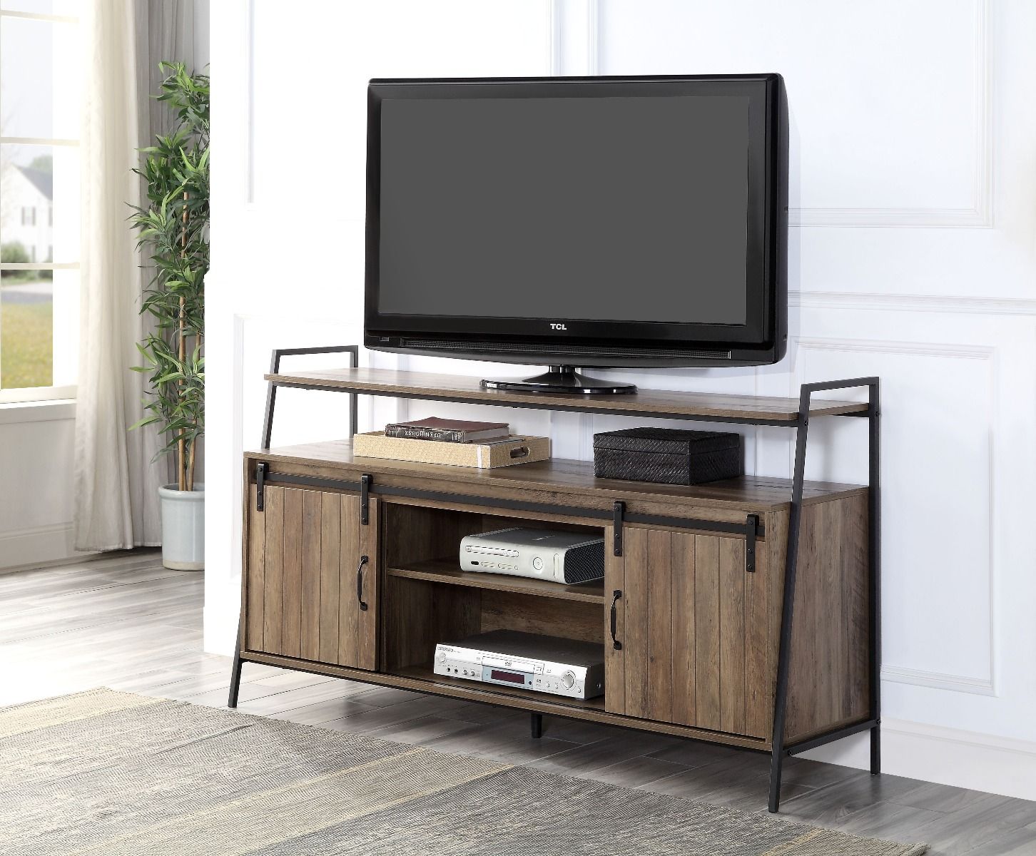 Rashawn TV Stand - Rustic Oak & Black Finish - Urban Living Furniture (Los Angeles, CA)
