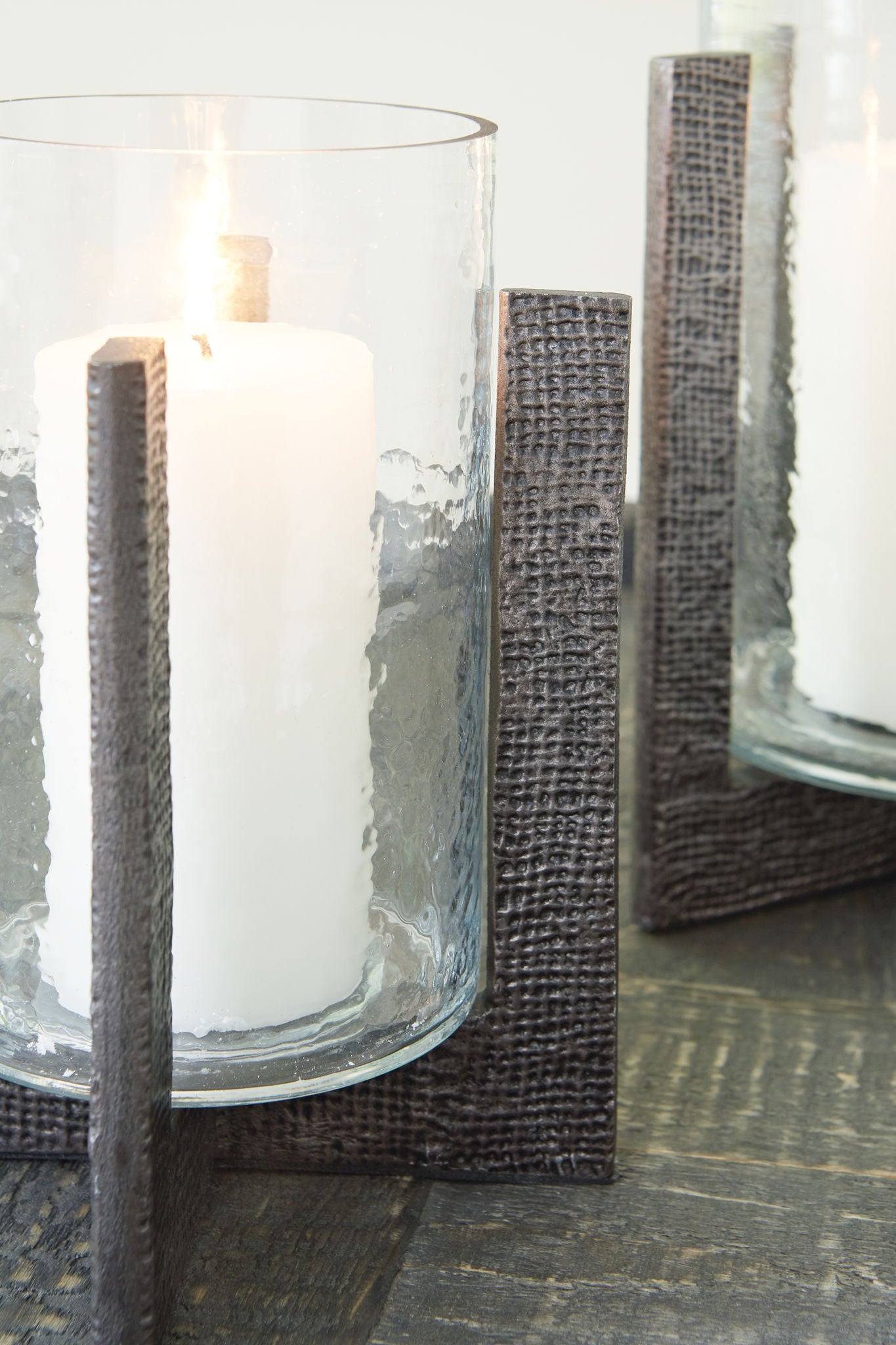 Garekton - Clear / Pewter Finish - Candle Holder Set (Set of 2) - Urban Living Furniture (Los Angeles, CA)