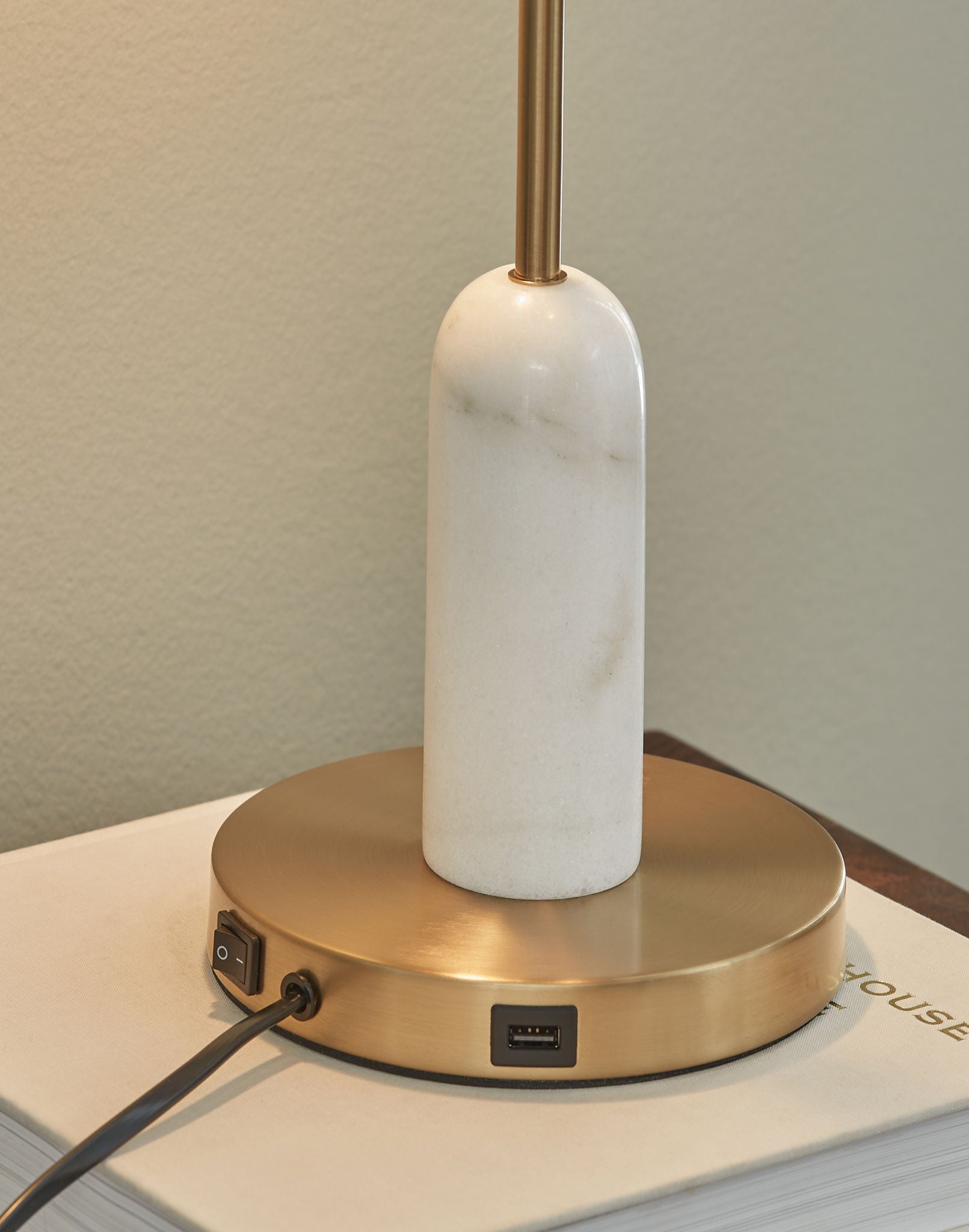 Rowleigh - Gold Finish / White - Marble Desk Lamp - Urban Living Furniture (Los Angeles, CA)