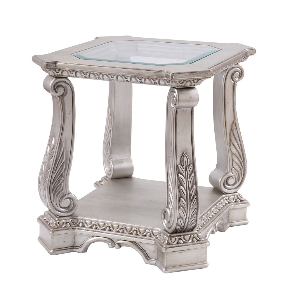 Northville - End Table - Antique Silver & Clear Glass - Urban Living Furniture (Los Angeles, CA)