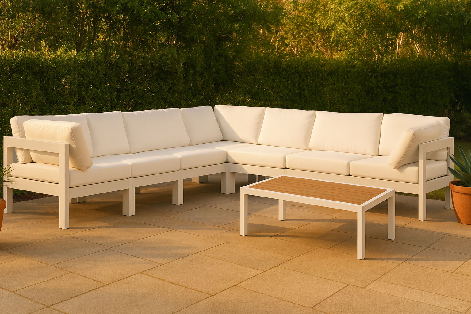 Nizuc - Outdoor Patio 7 Piece Modular Sectional With White Frame - Urban Living Furniture (Los Angeles, CA)