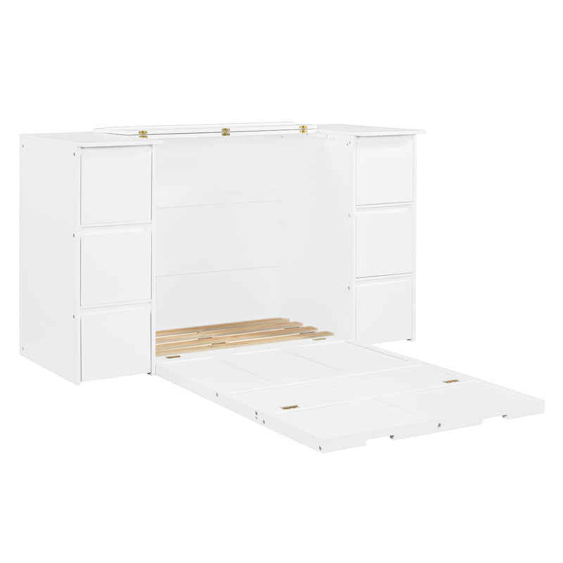 Murphy Bed With Drawers, Cabinets, And USB Ports
