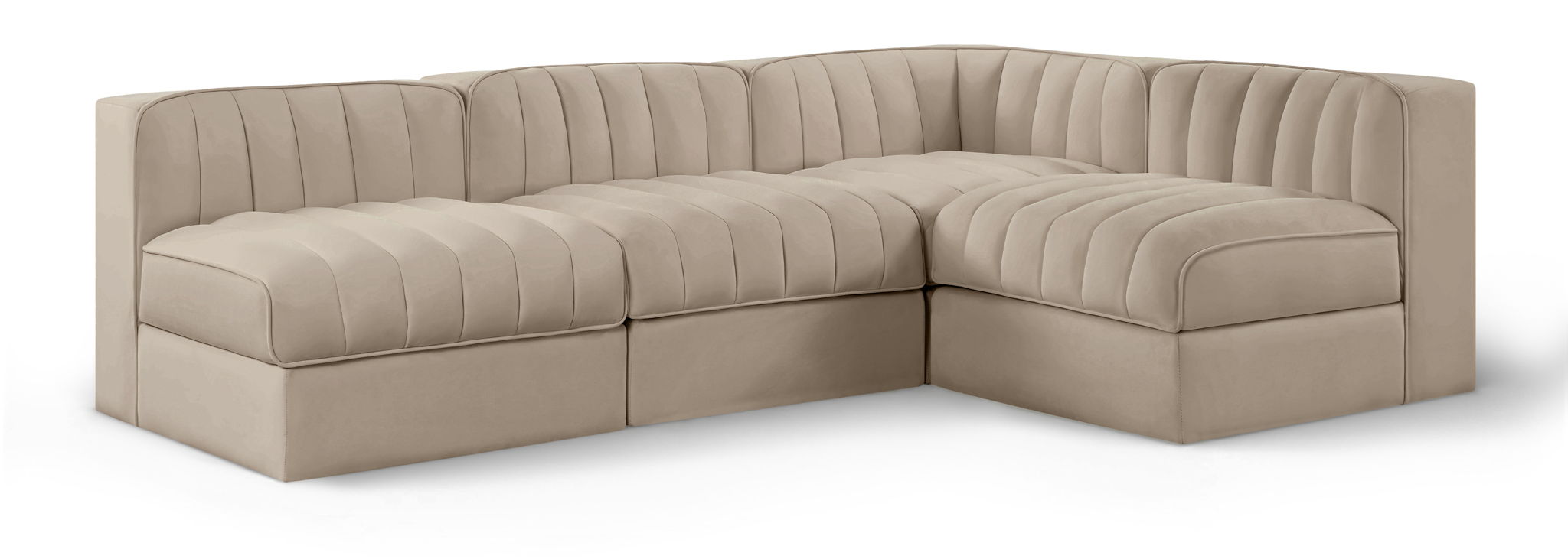 Rummi - Armless Velvet Performance Fabric Upholstered 4 Piece Modular Sectional - Urban Living Furniture (Los Angeles, CA)