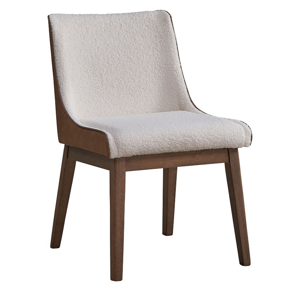 Ginny - Side Chair (Set of 2) - White Boucle, Brown Velvet & Walnut - Urban Living Furniture (Los Angeles, CA)