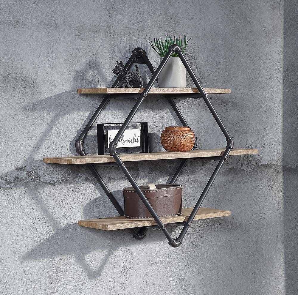 Brantley - Wall Shelf - Oak & Sandy Black Finish - 31" - Urban Living Furniture (Los Angeles, CA)
