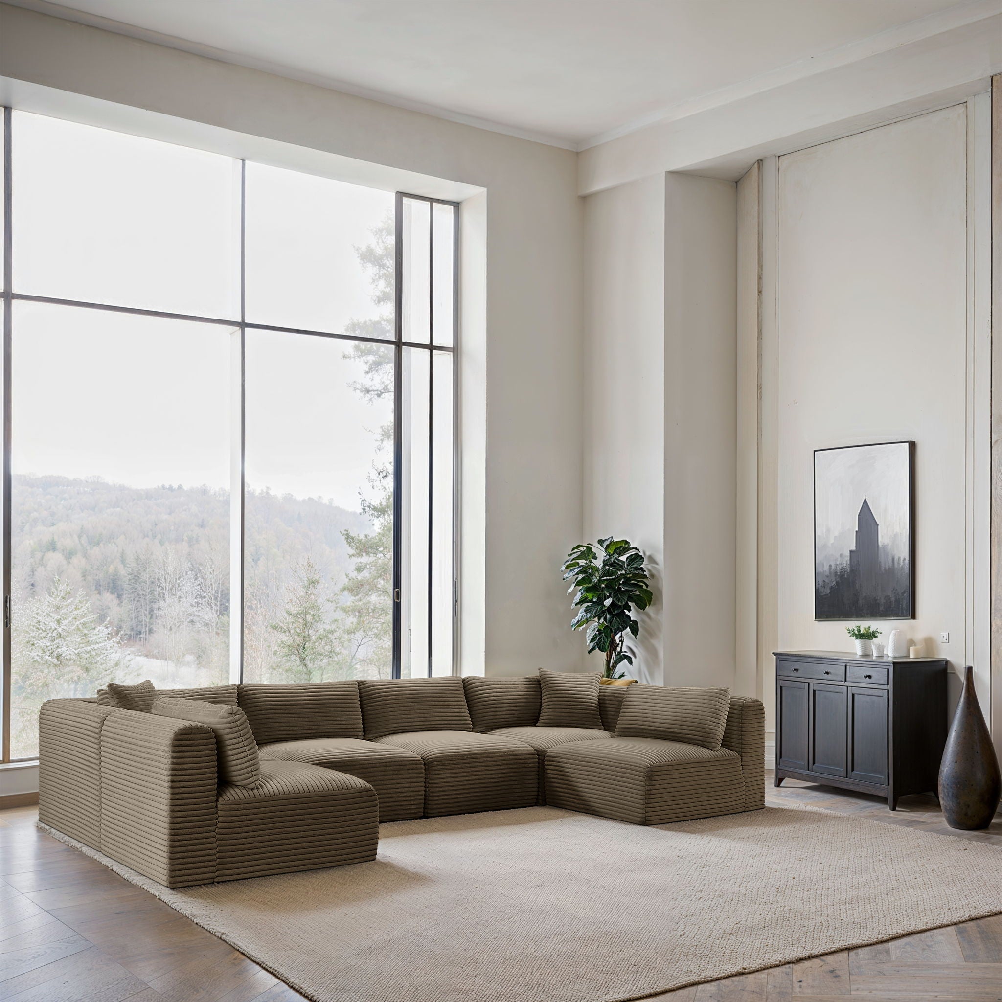 Shaggy - Fabric 6 Piece Modular U-Shaped Armless Sectional - Urban Living Furniture (Los Angeles, CA)