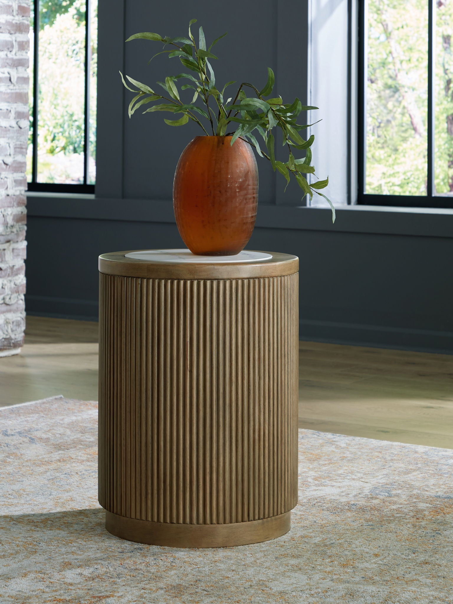 Camdill - Light Brown / White - Round End Table - Urban Living Furniture (Los Angeles, CA)