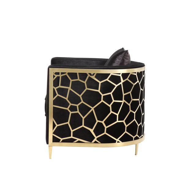 Fergal - Loveseat - Black Velvet & Gold Finish - Urban Living Furniture (Los Angeles, CA)