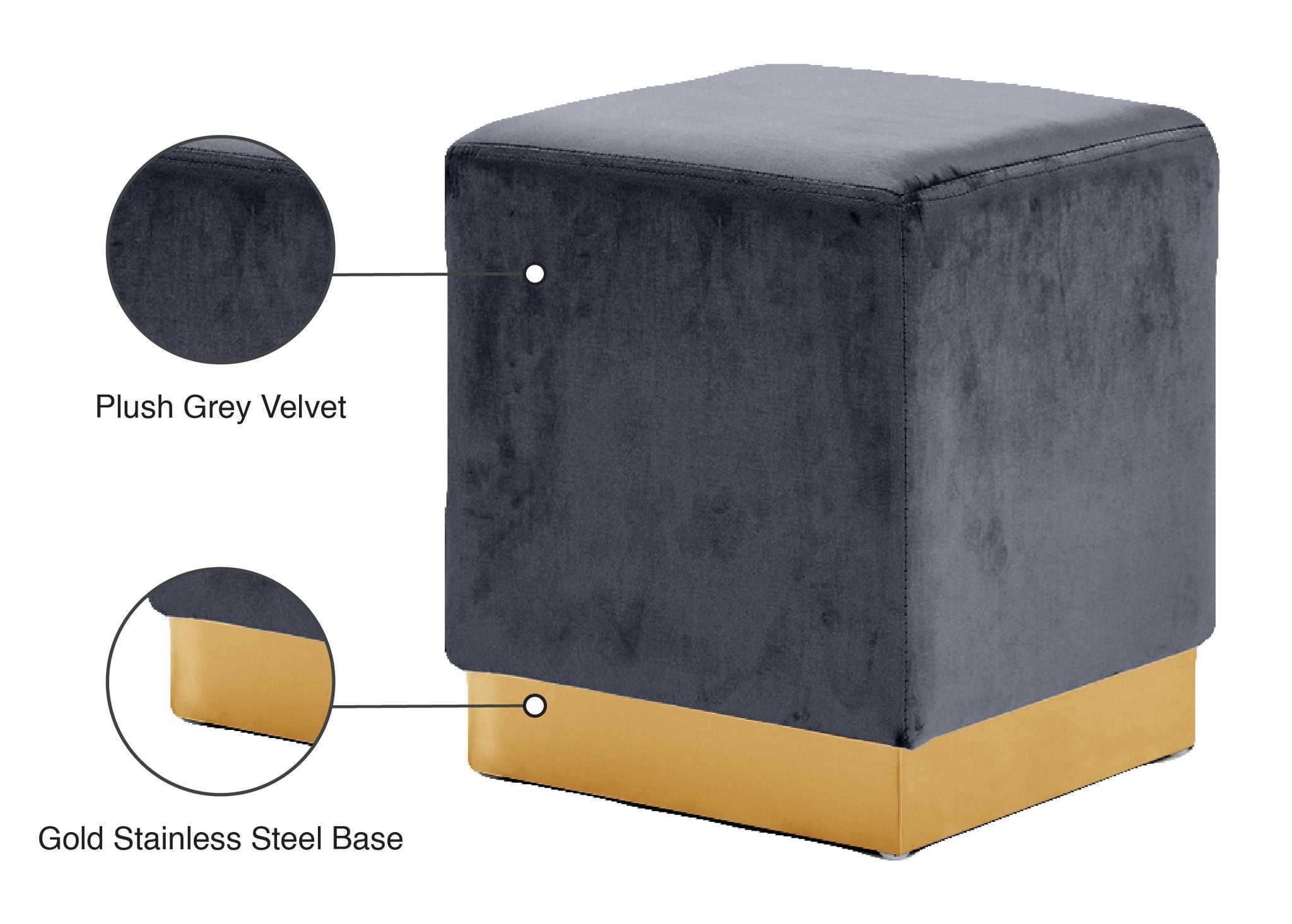 Jax - Stool Ottoman with Gold Base - Urban Living Furniture (Los Angeles, CA)