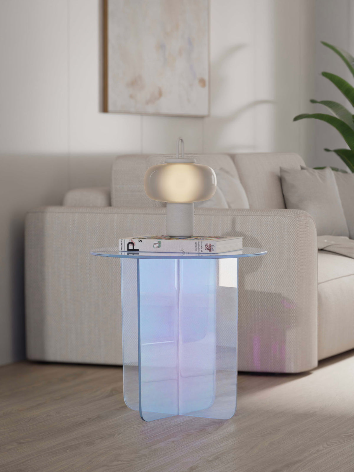 Fomo - Large End Table - Iridescent Glass