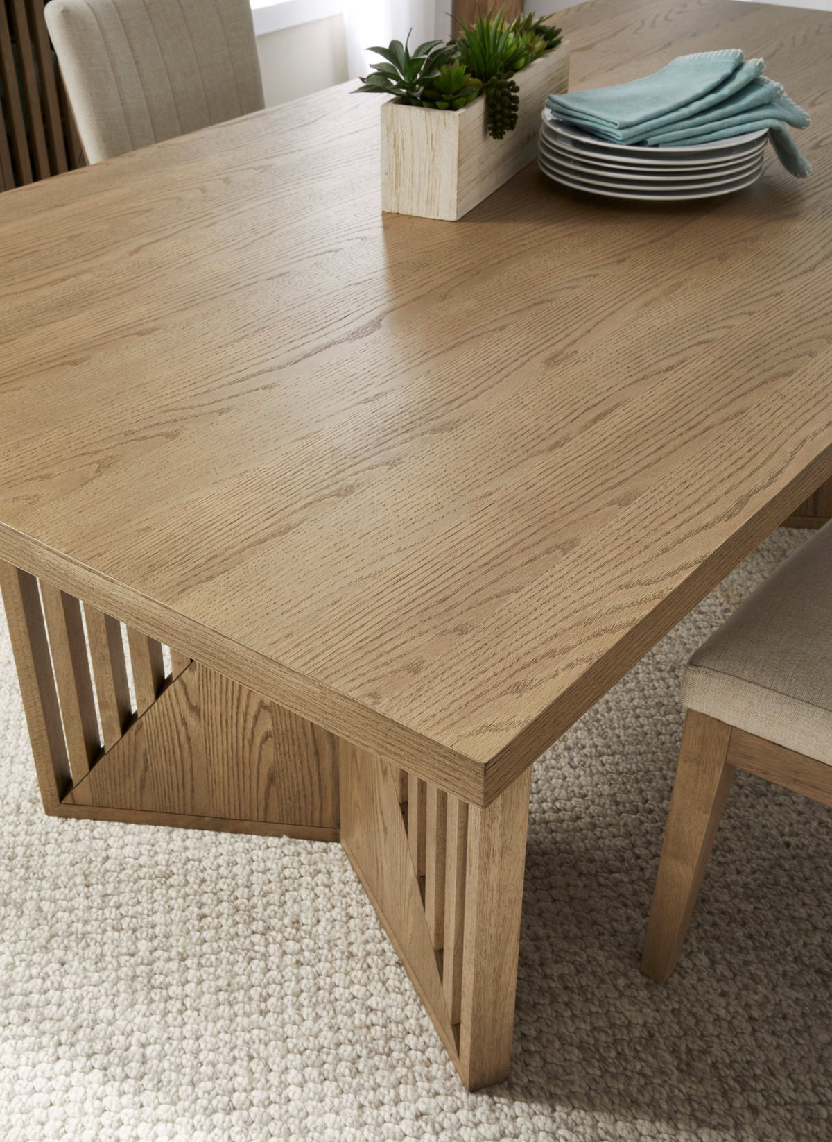 Sumner - Double Pedestal Oak Dining Table - Natural