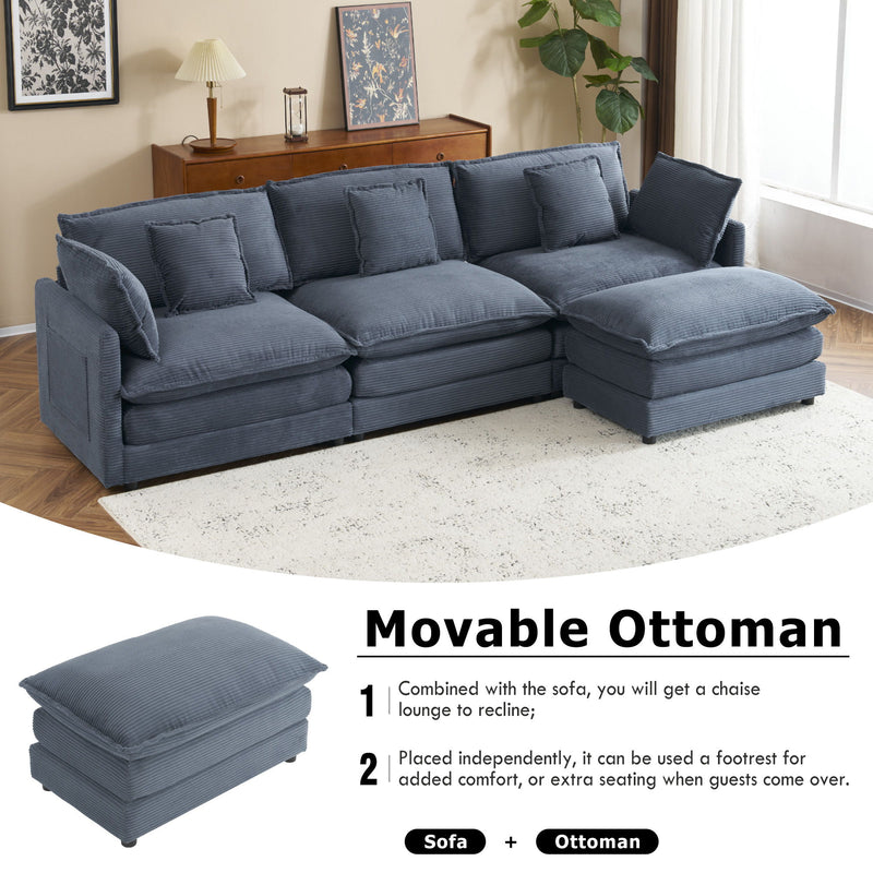 Modern Modular Sectional Sofa With Side Storage Pockets For Living Room