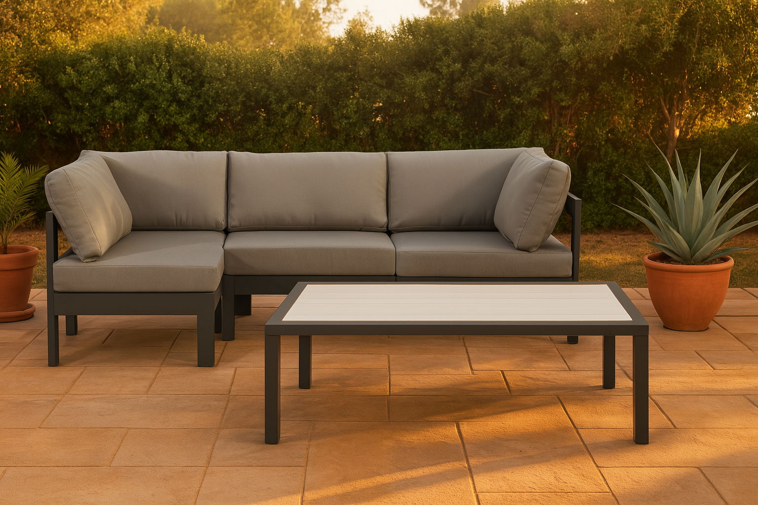 Nizuc - Outdoor Patio 4 Piece Modular Sectional With Gray Frame - Urban Living Furniture (Los Angeles, CA)