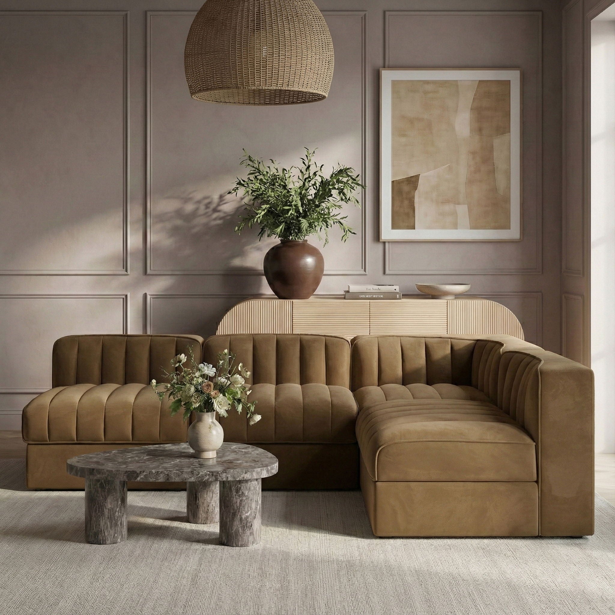 Rummi - Armless Velvet Performance Fabric Upholstered 4 Piece Modular Sectional - Urban Living Furniture (Los Angeles, CA)