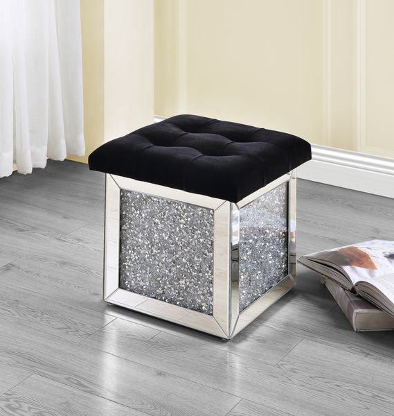 Noralie - 16" Ottoman With Storage - Mirrored & Faux Diamonds - Urban Living Furniture (Los Angeles, CA)