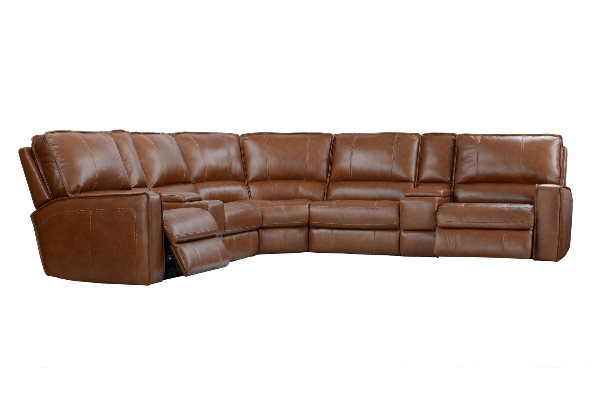 Rockford - 7 Piece Modular Power Reclining Sectional With Power Adjustable Headrests - Verona Saddle - Urban Living Furniture (Los Angeles, CA)