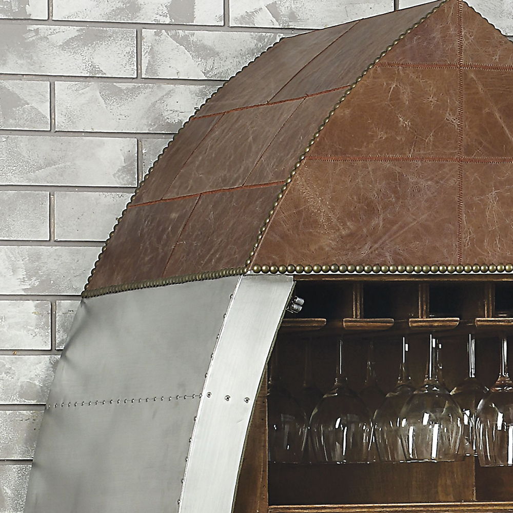 Brancaster - Wine Cabinet - Retro Brown Top Grain Leather & Aluminum - Urban Living Furniture (Los Angeles, CA)