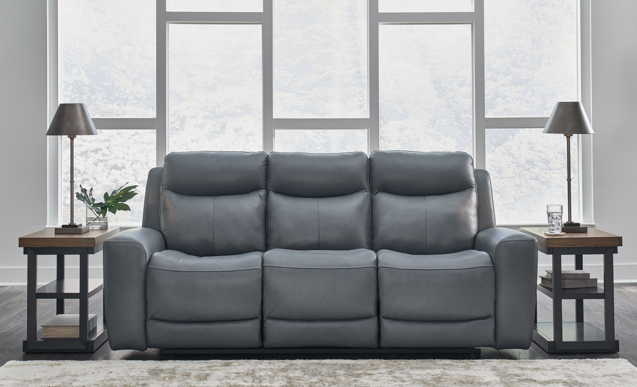 Mindanao - 2 Pc. - Power Reclining Sofa, Power Reclining Loveseat with Console - Steel - Urban Living Furniture (Los Angeles, CA)