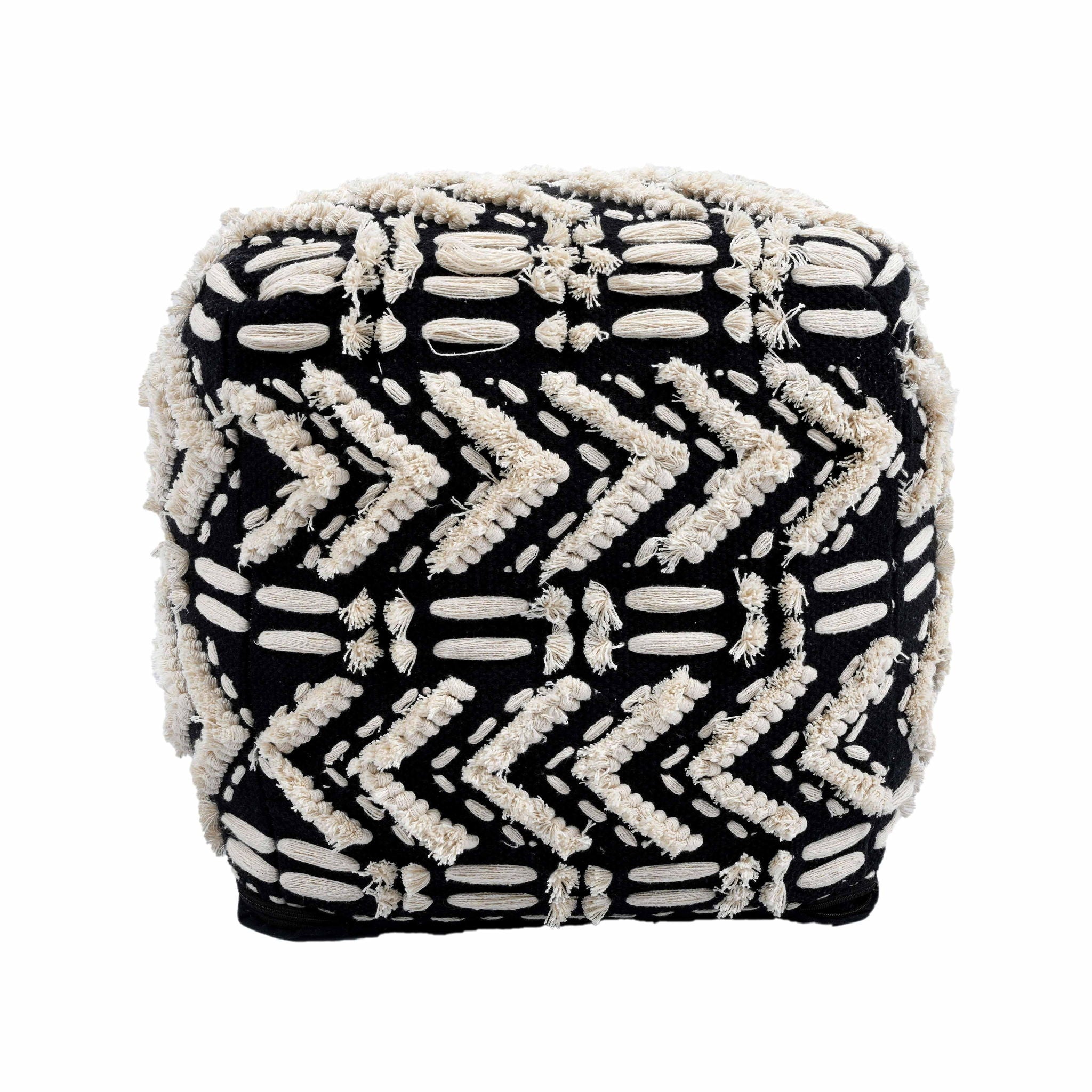 Mariel - Cotton Pouf - Black - Urban Living Furniture (Los Angeles, CA)