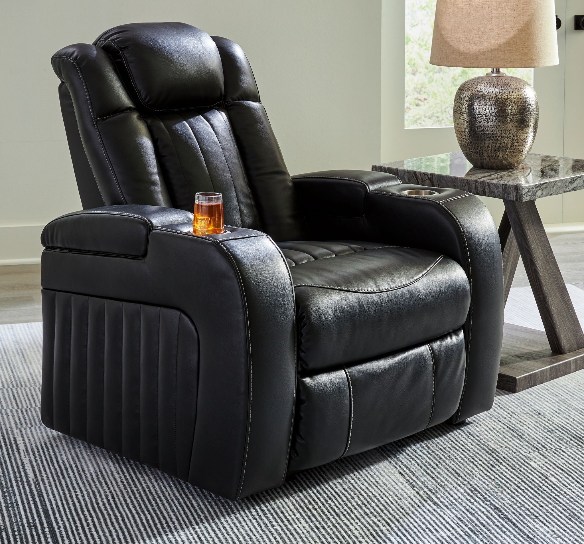 Caveman Den - Midnight - Power Recliner/ Adj Headrest - Urban Living Furniture (Los Angeles, CA)