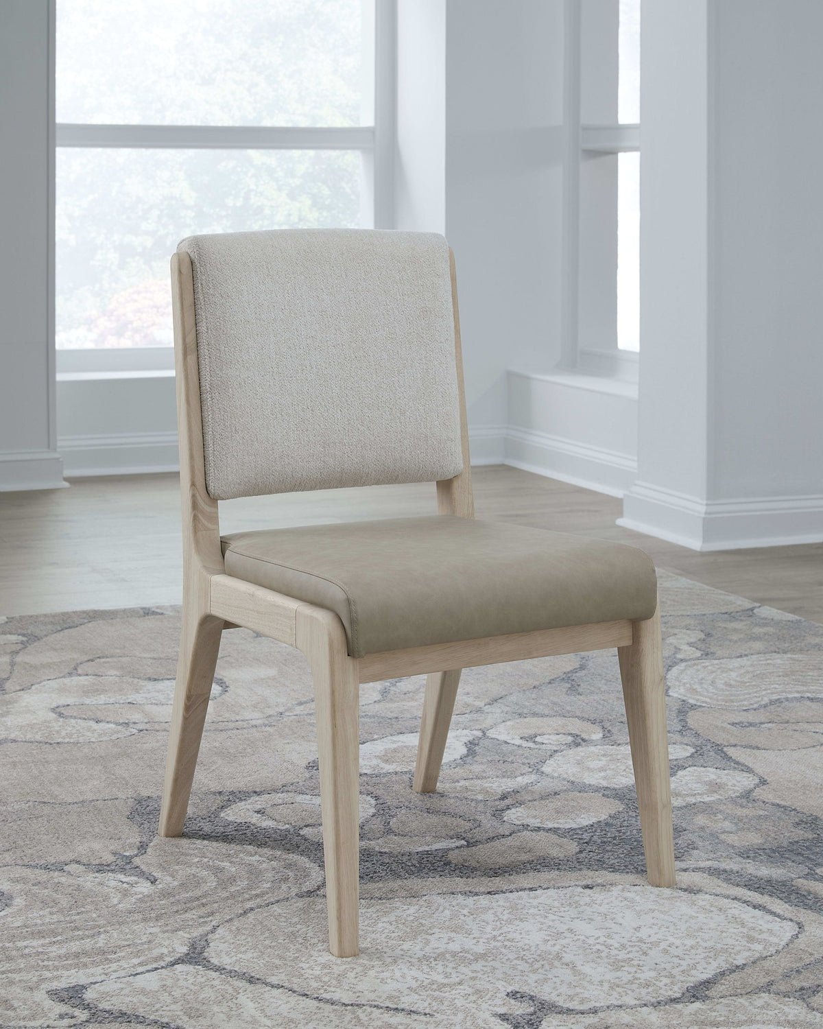 Zinnia - Upholstered Dining Chair (Set of 2) - White Sand, Buttermilk Leather And Dune Chenille